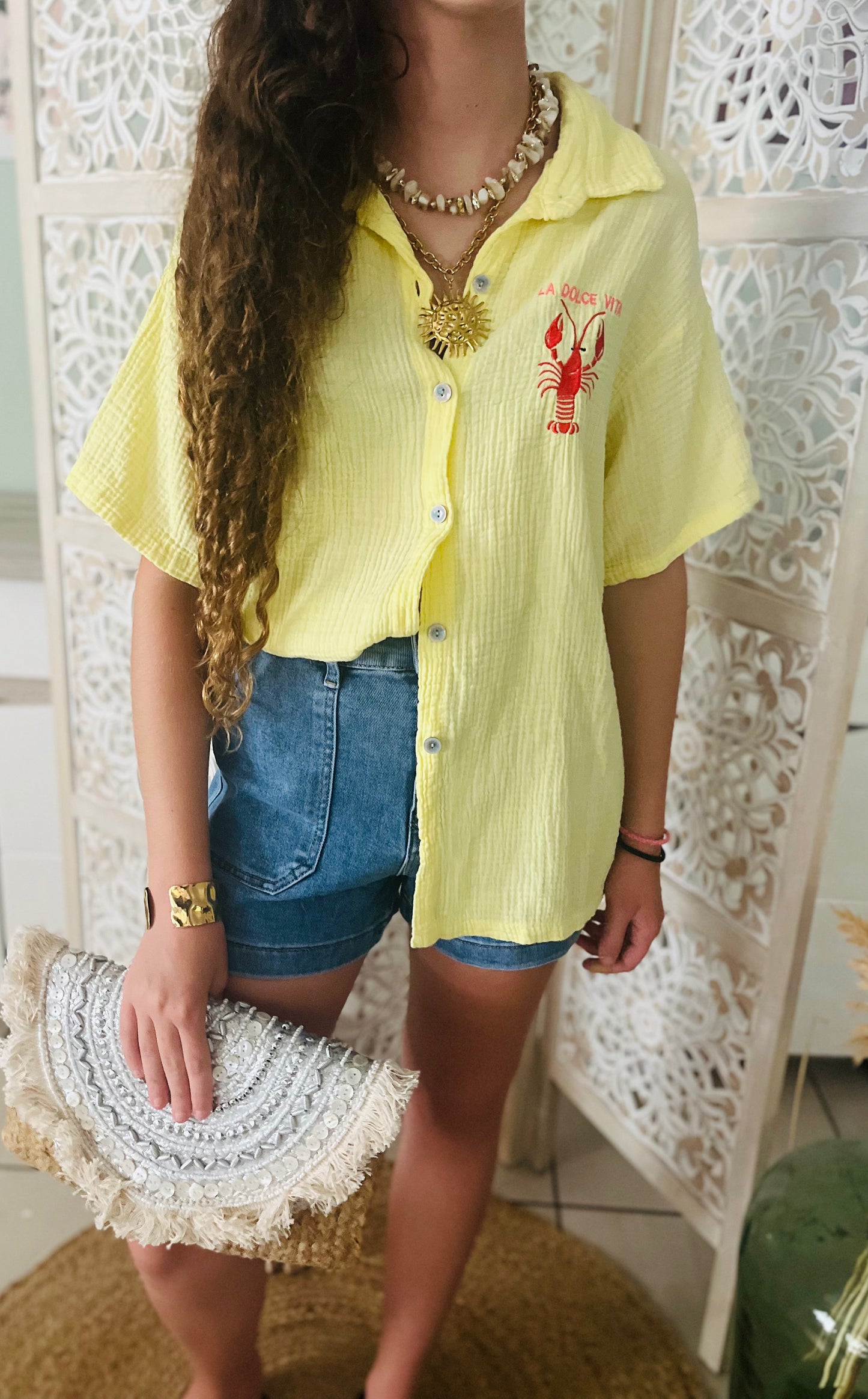 Chemise Solèna jaune 100% coton