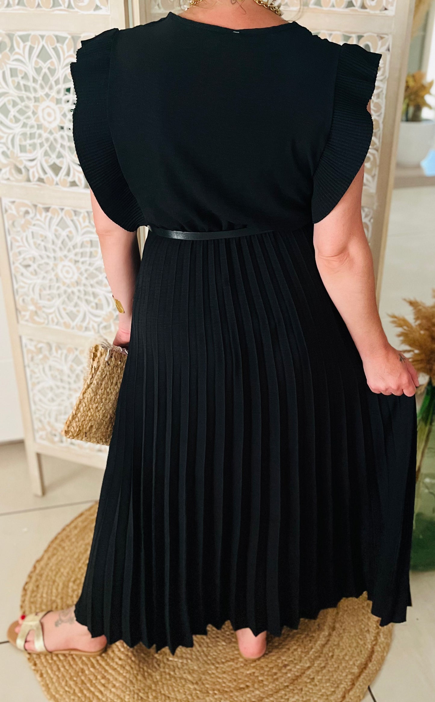Robe plissée avec ceinture Liza Noire