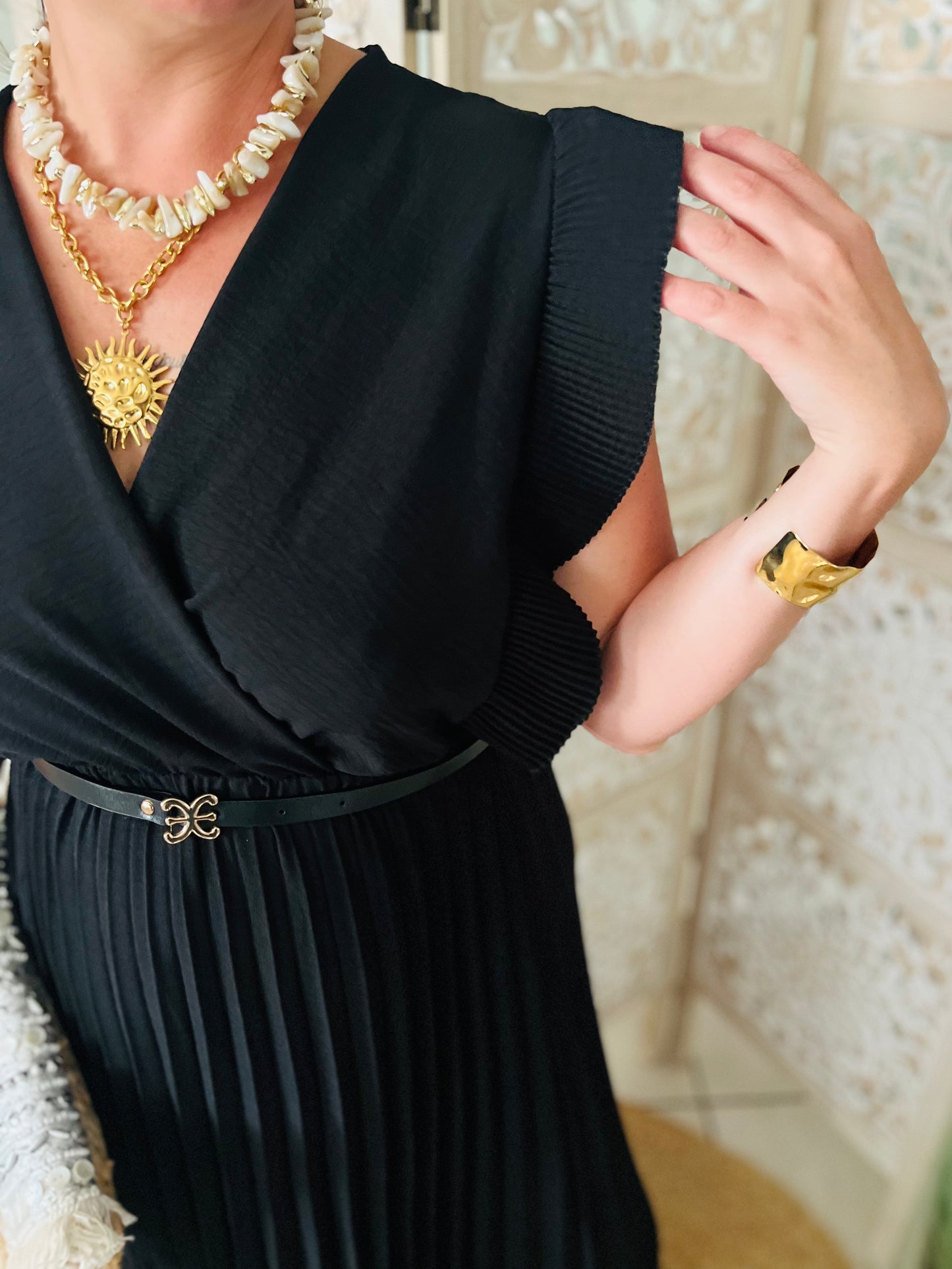 Robe plissée avec ceinture Liza Noire