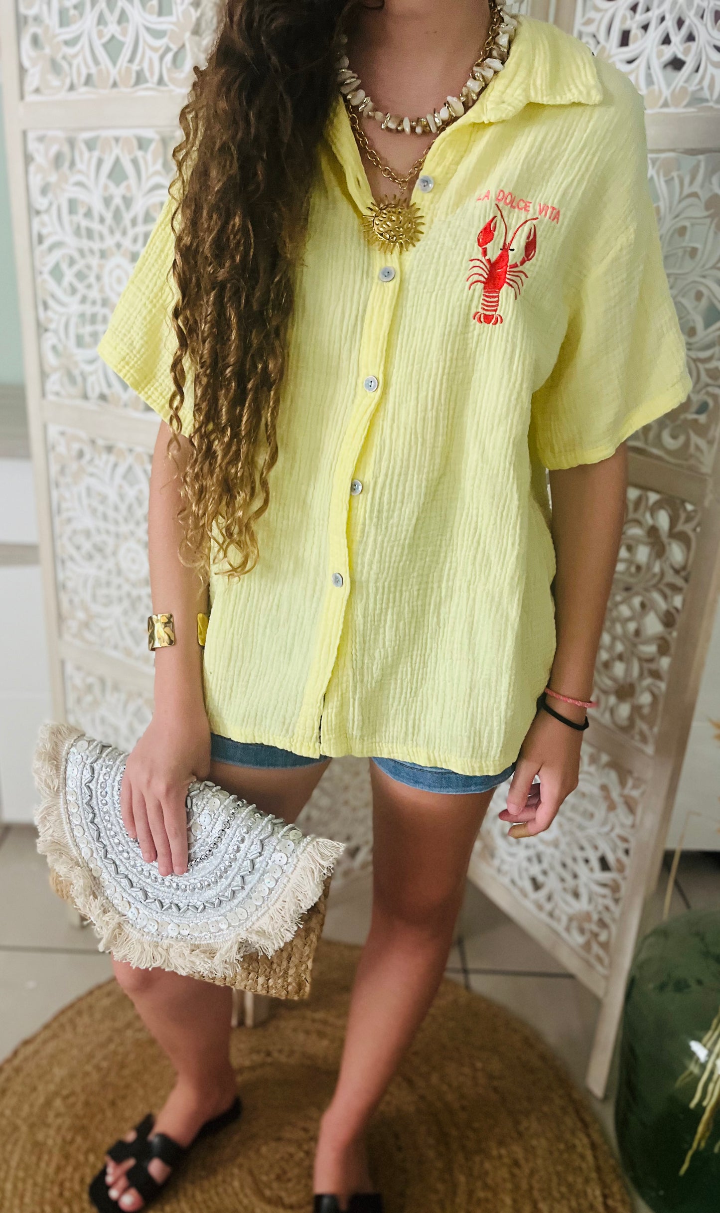 Chemise Solèna jaune 100% coton