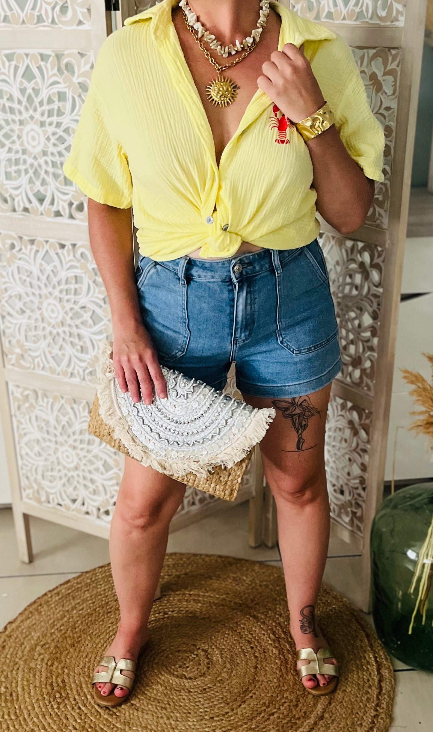 Chemise Solèna jaune 100% coton