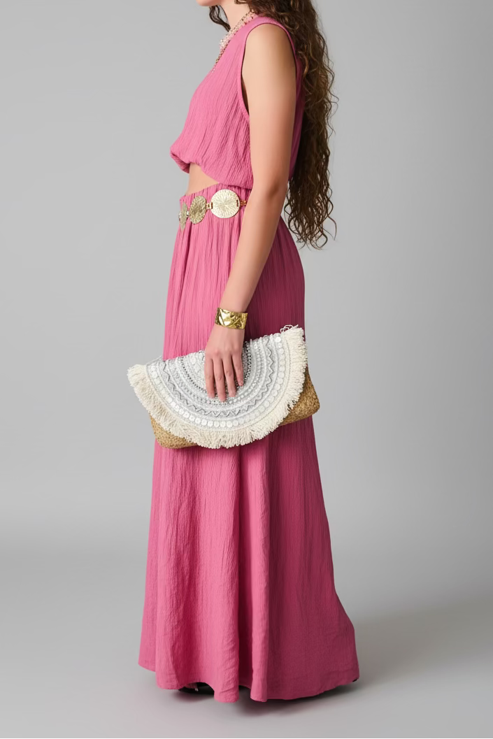 Ensemble Crop top et jupe vieux rose - fabrication italienne