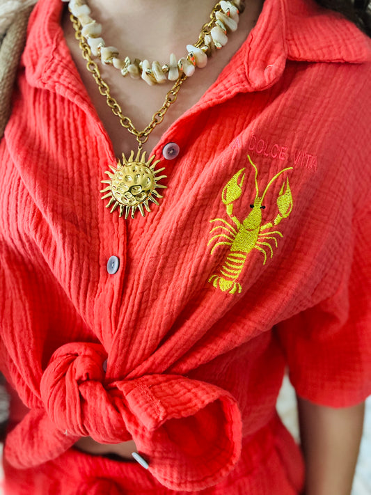 Chemise Solèna corail 100% coton
