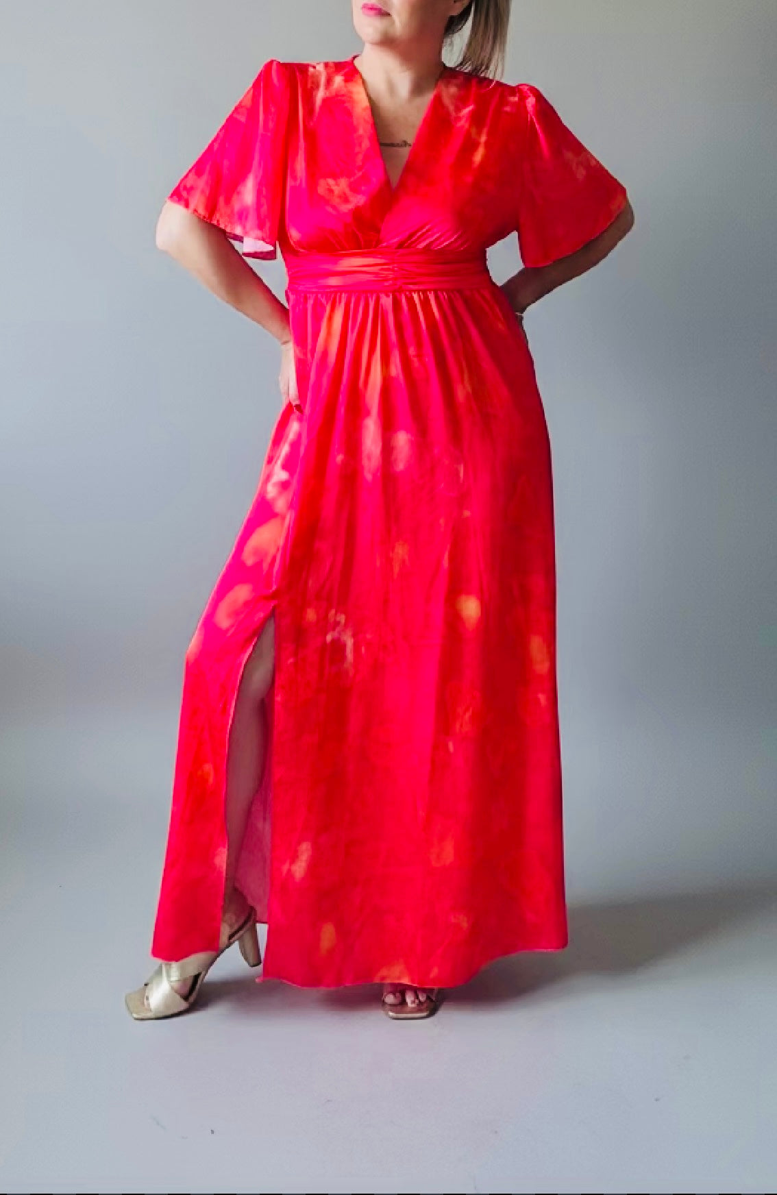 Robe fuchsia et orange