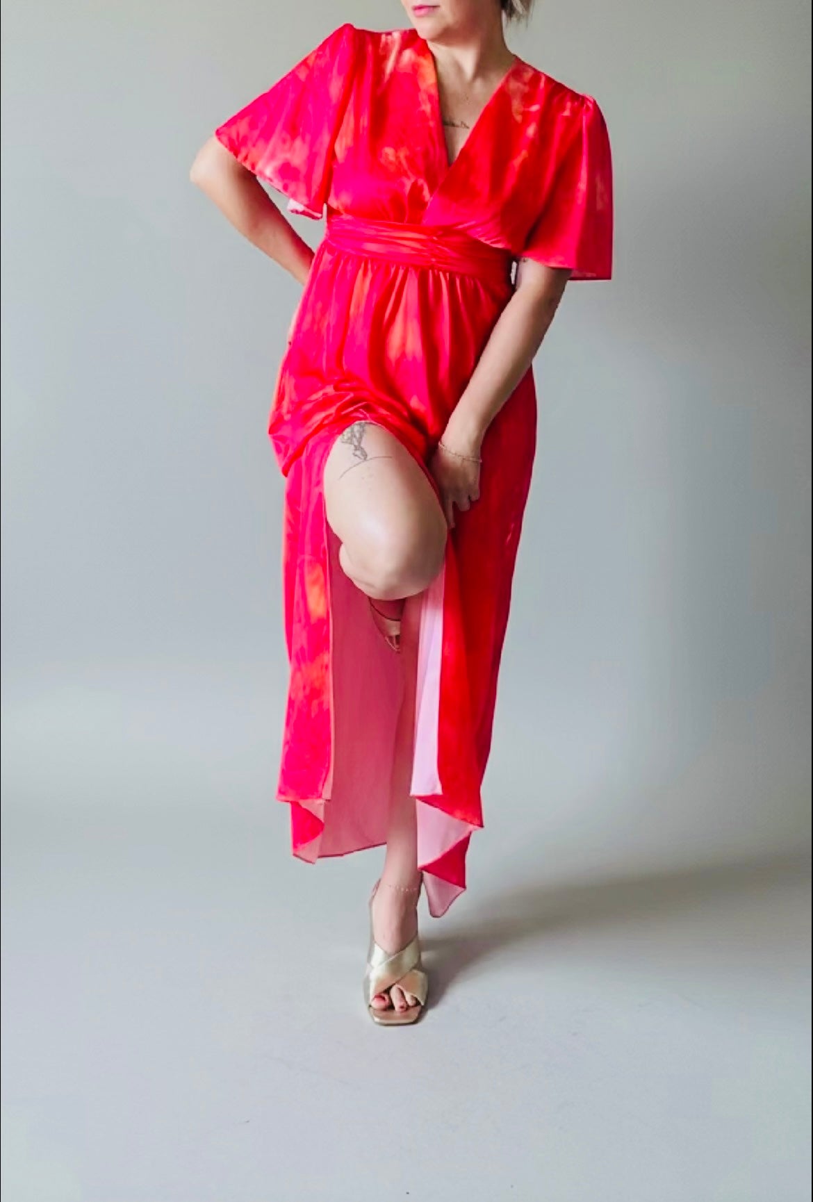 Robe fuchsia et orange